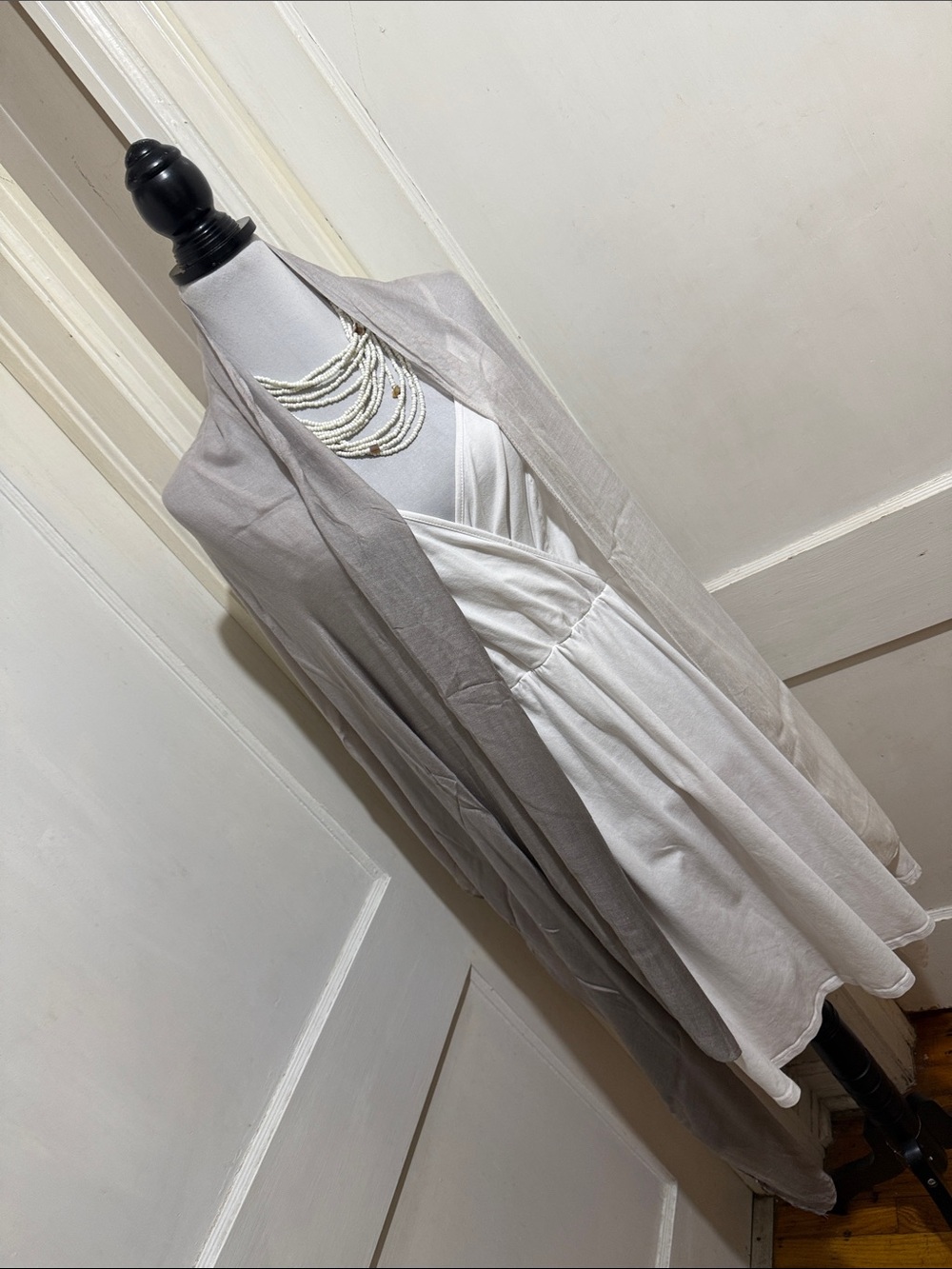 80 x 32 Light Gray Sheer Drape scarf Cover-Up no tag